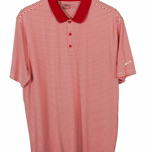 Nike Golf Dri-Fit Red & White Striped Men's Polo Shirt XL Extra Large - Picture 8 of 9